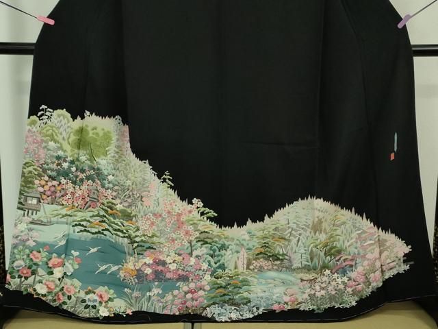 水辺風景飛鶴花文