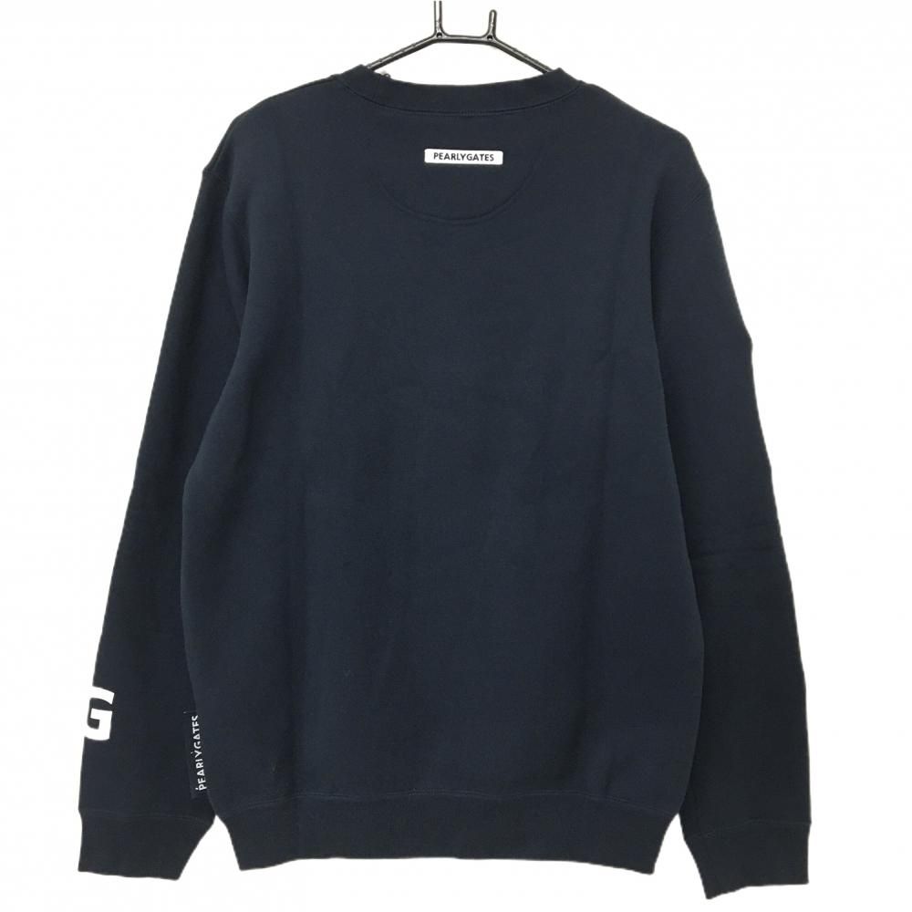 パーリーゲイツ×Disney トレーナー ネイビー×白 袖ミッキー 裏起毛 スウェット メンズ 6 XL ゴルフウェア PEARLY GATES