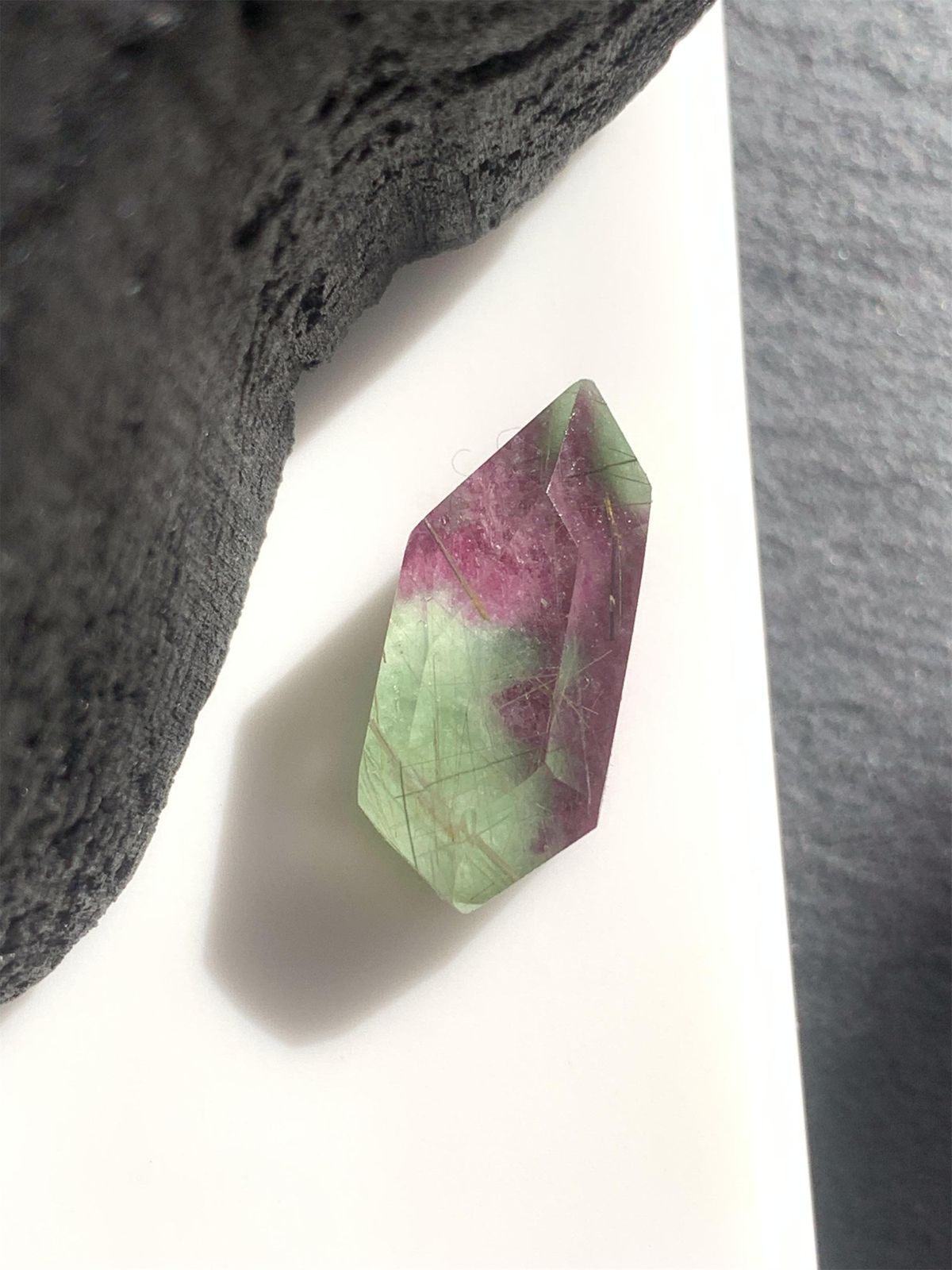 ルビーインゾイサイト×ルチルクォーツ ダブレット ストーン エメラルド ペンダント ネックレス チャーム SV 925シルバー １点もの 237-1