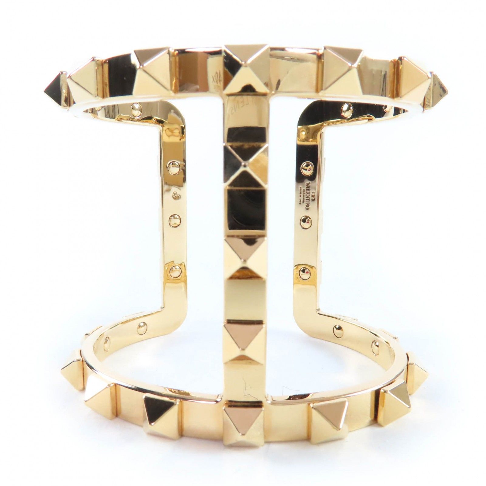 Valentino Garavani ヴァレンティノガラヴァーニ メタル ロックスタッズ ブレスレット バングル ゴールド 箱 保存袋付き イタリア製 レディース