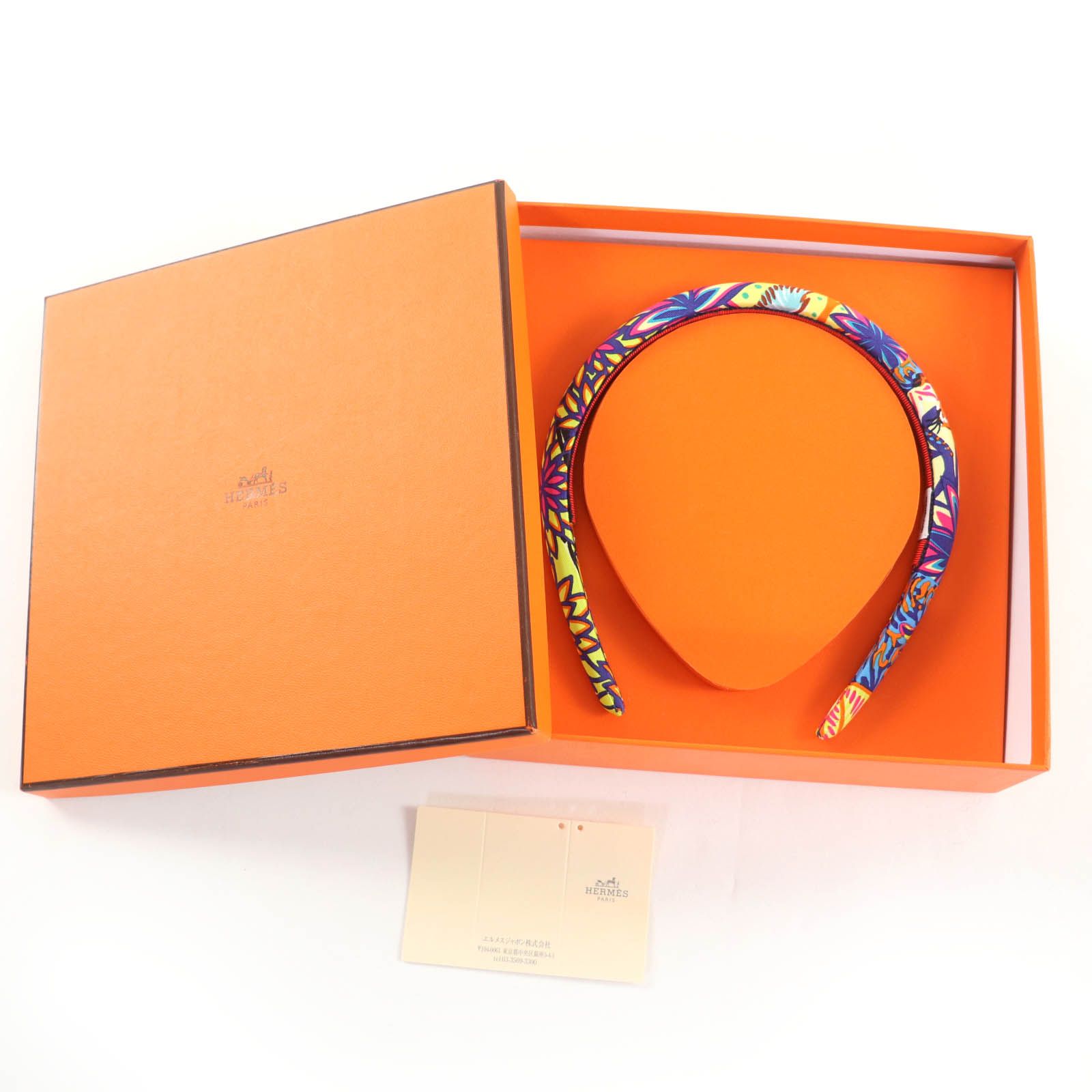 ♥品 HERMES エルメス ヘアバンド エルザ ワイルド シンガポール シルク マルチカラー 現行品 カチューシャ ヘアアクセサリー き フランス製 レディース