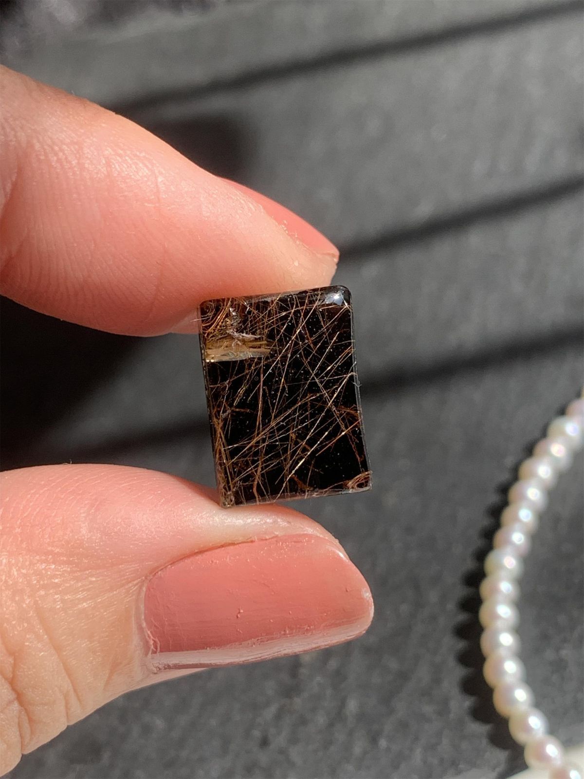 ブラックオニキス×ルチルクォーツ ダブレット ストーン ペンダント ネックレス チャーム SV 925シルバー １点もの 239-1