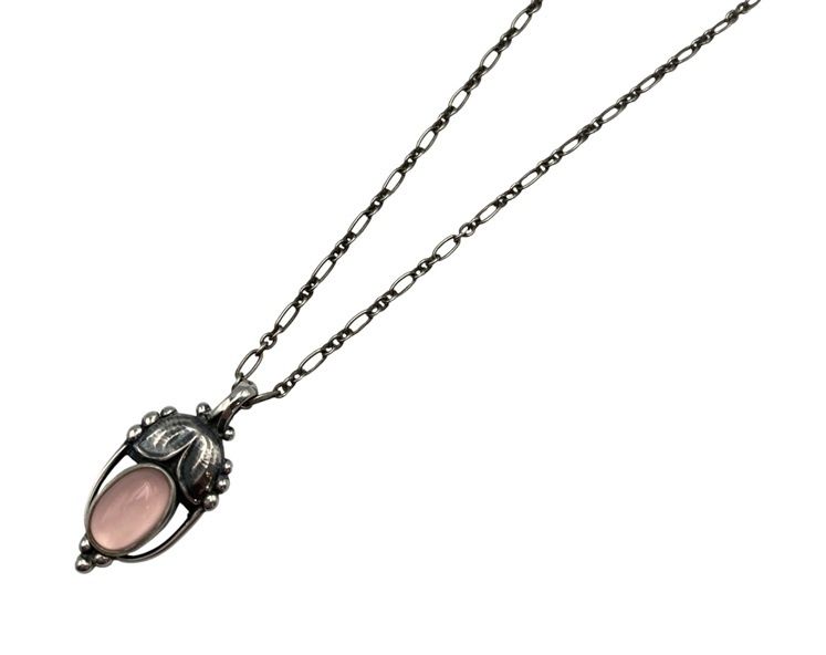 George Jensen 2003 ローズクォーツイヤーペンダント ネックレス Georg