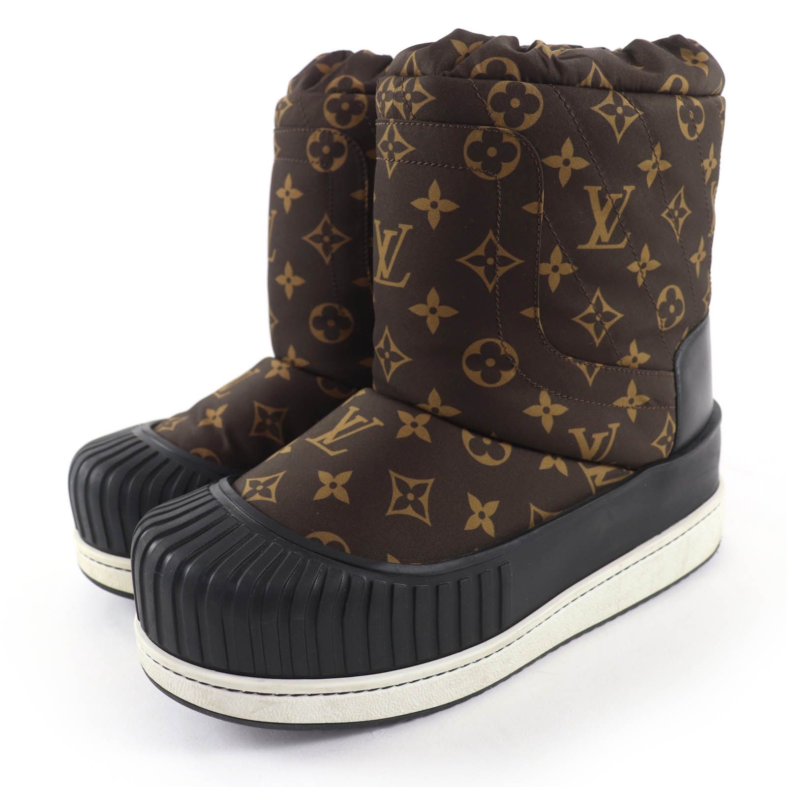 LOUIS VUITTON ルイヴィトン 2020年製 ポーラー ライン モノグラム レザー使い ショートブーツ ブラウン 40 イタリア製 レディース メンズOK