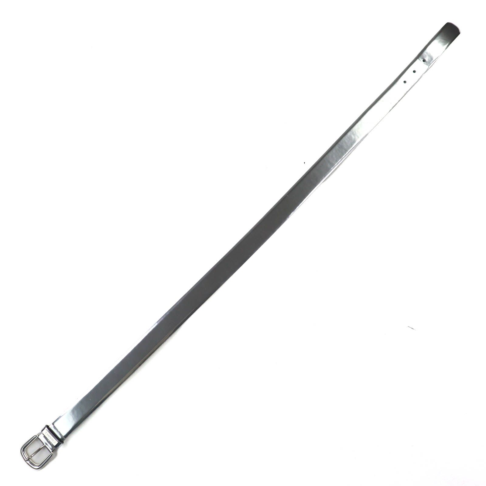 △CHANEL シャネル B17C CUIR VERITABLE ロゴバックル レザー ベルト シルバー 85|34 イタリア製 レディース オススメ◎