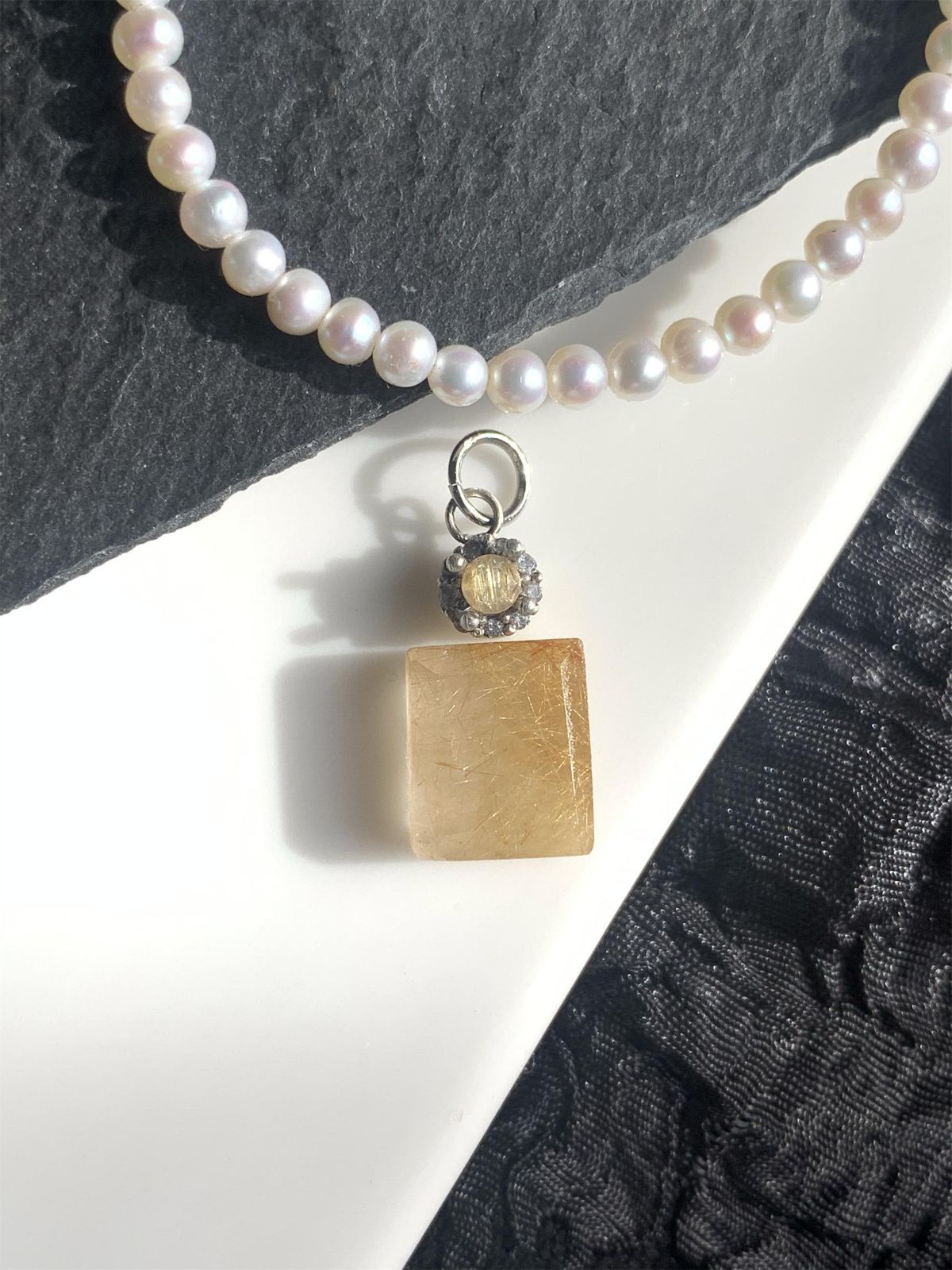 ルチルクォーツ ペンダント ネックレス チャーム SV925シルバー １点もの 240-1