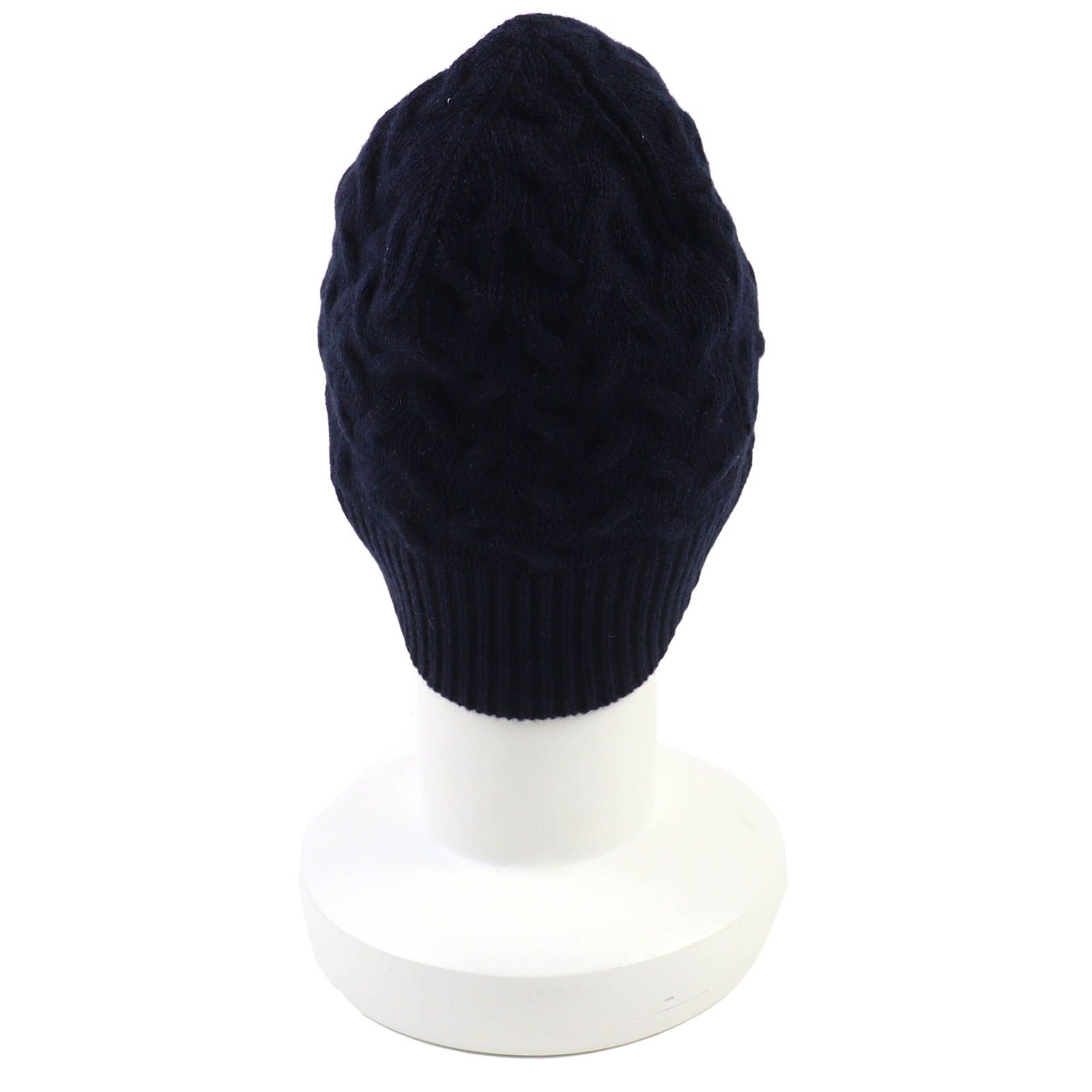 【美品】MONCLER モンクレール　ニット帽　ネイビー　カシミヤ混 極美品△MONCLER モンクレール 2022年製 BERRETTO ウール100％ ロゴ