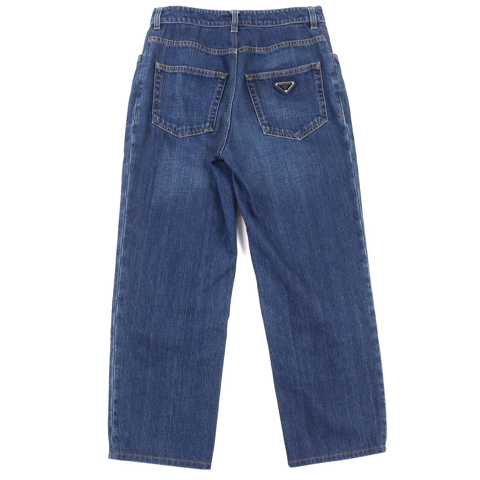 △PRADA プラダ 2020年製 GFP460 コットン100％ トライアングルロゴ 三角プレート デニムパンツ インディゴブルー 27 イタリア製 正規品 レディース