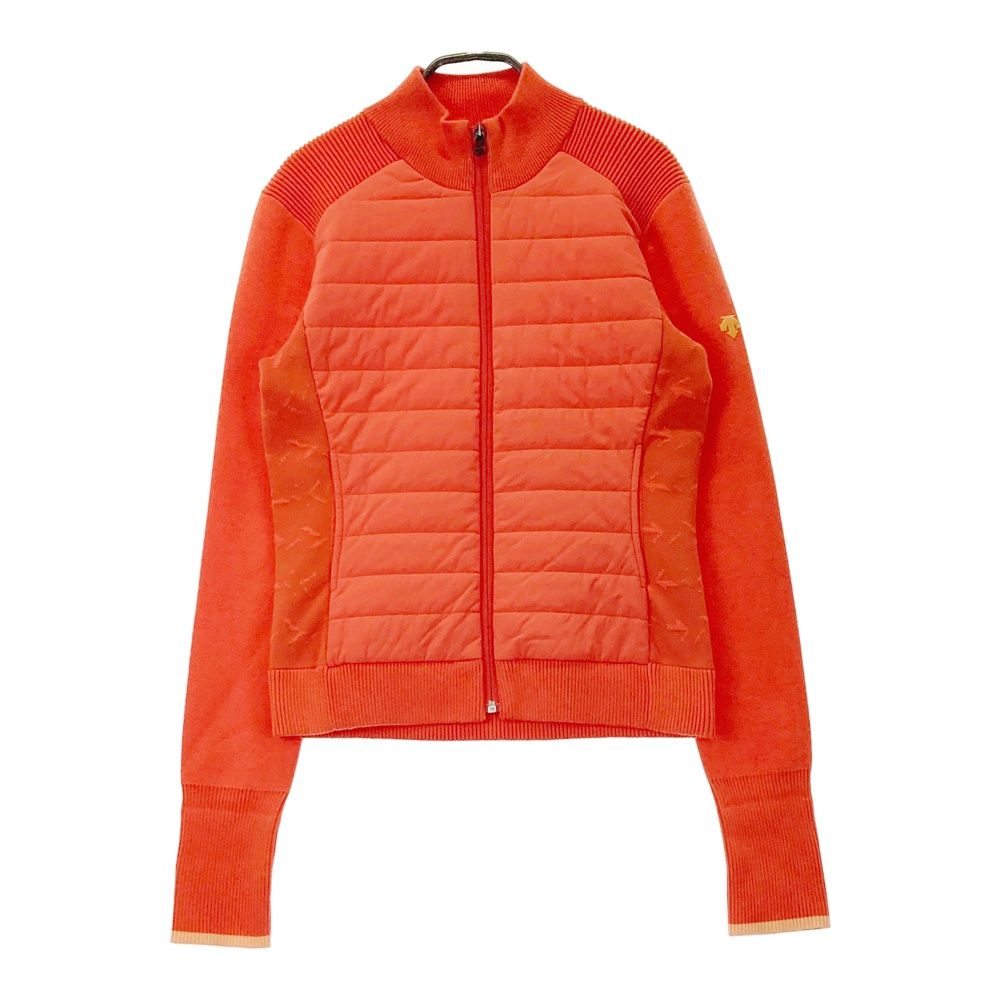 サイズ M DESCENTE GOLF デサントゴルフ 中綿切替 長袖ニットジャケット 総柄 オレンジ系 240101437475 ゴルフウェア レディース ストスト