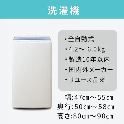 中古洗濯機】新生活応援｜一人暮らし・単身用｜送料無料・設置無料 