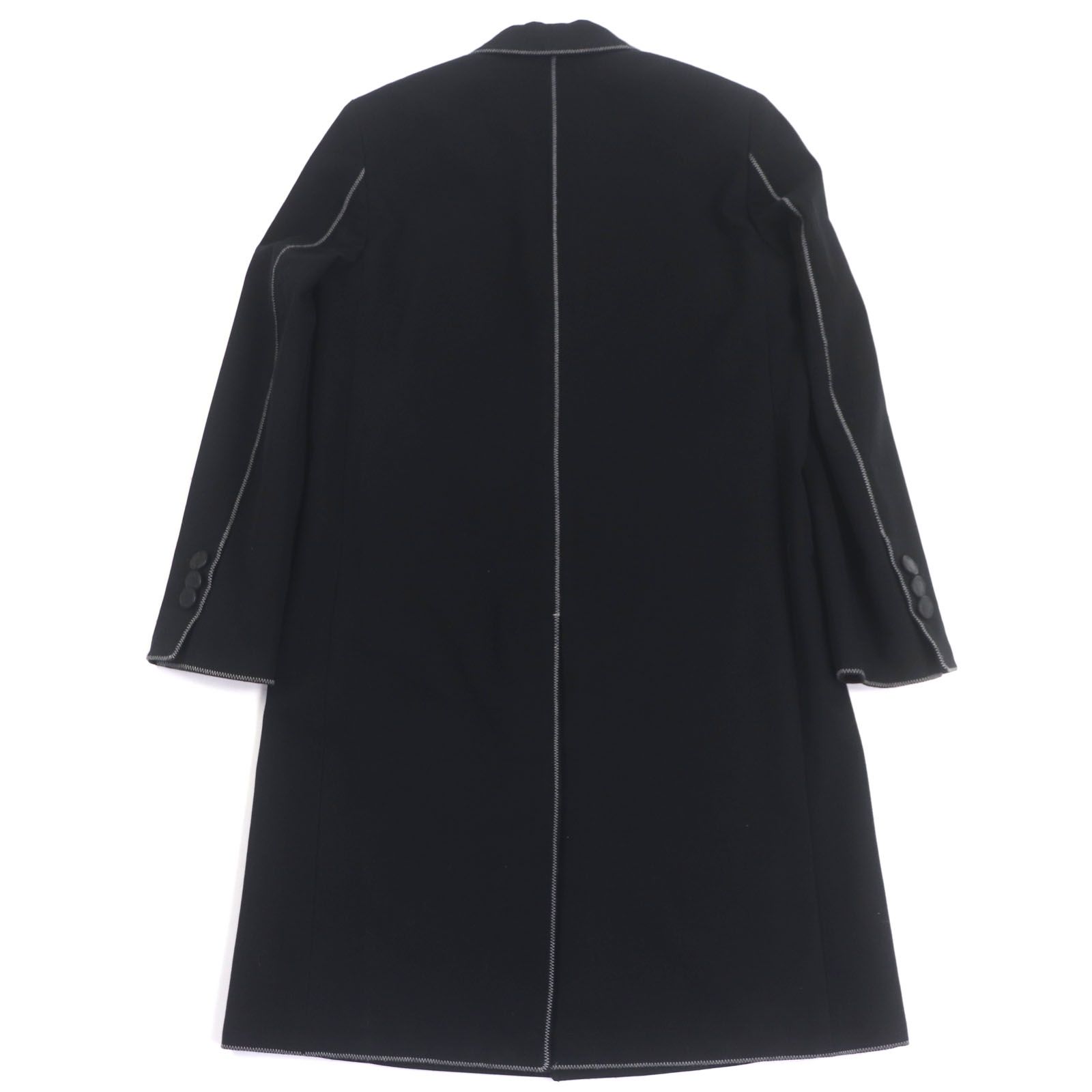 LOUIS VUITTON ルイヴィトン HBC63EAYG コットン 裏地モノグラム レザーロゴボタン付 ロング チェスターコート ブラック 44 ハンガー ガーメント付き イタリア製 正規品 メンズ