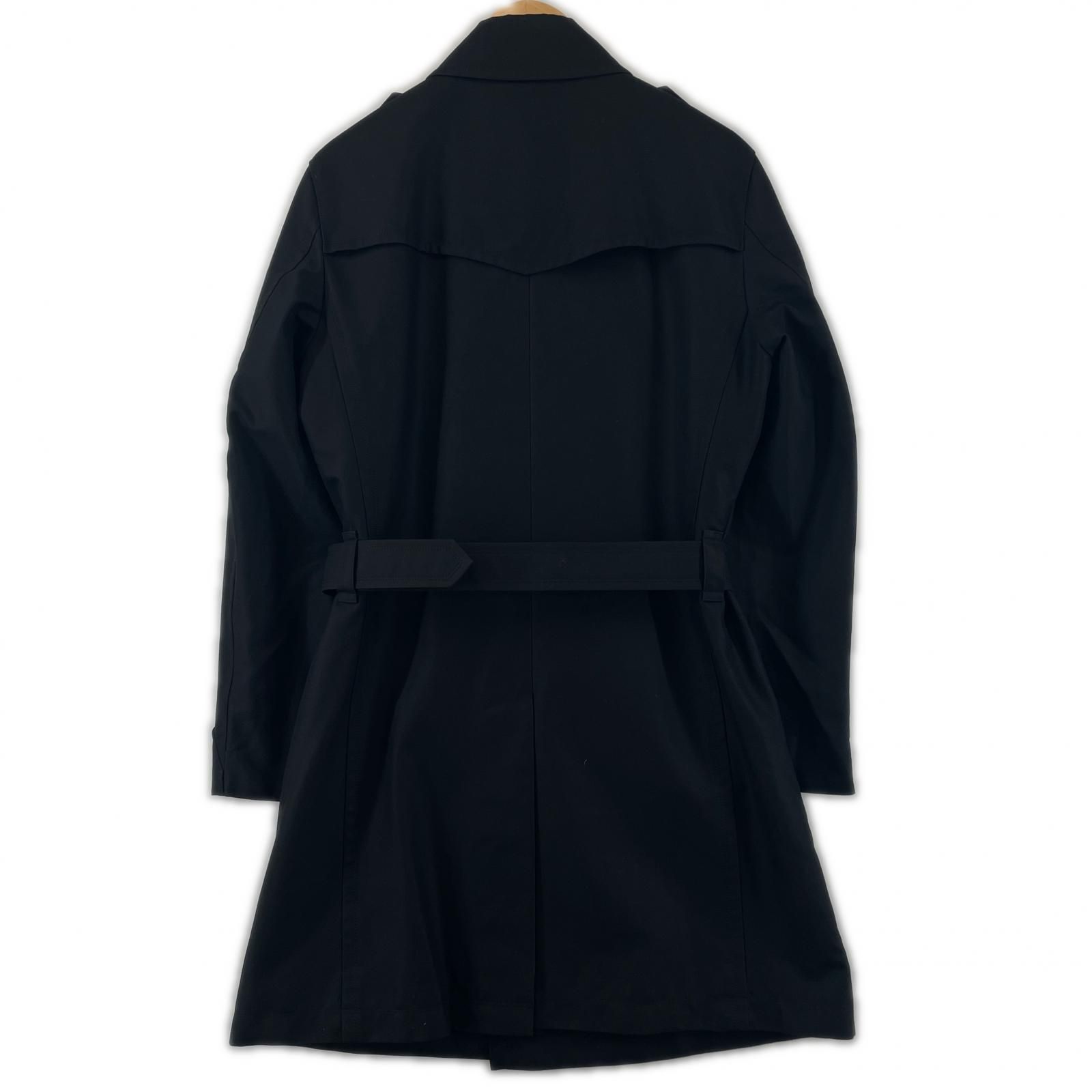 ▲BURBERRY BLACK LABEL バーバリーブラックレーベル コットン100％ 裏地チェック ロゴボタン トレンチコート ブラック M 日本製 正規品 メンズ