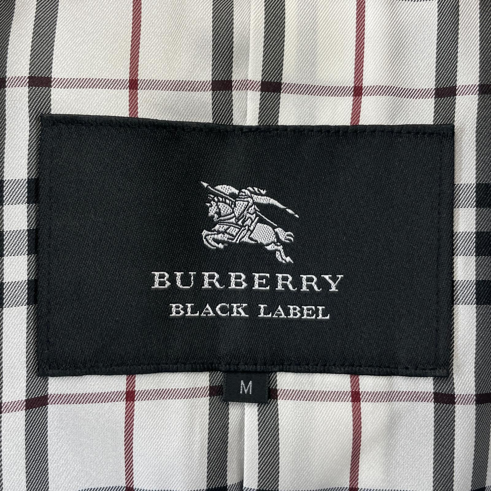▲BURBERRY BLACK LABEL バーバリーブラックレーベル コットン100％ 裏地チェック ロゴボタン トレンチコート ブラック M 日本製 正規品 メンズ KANDAIZUMI_COM
