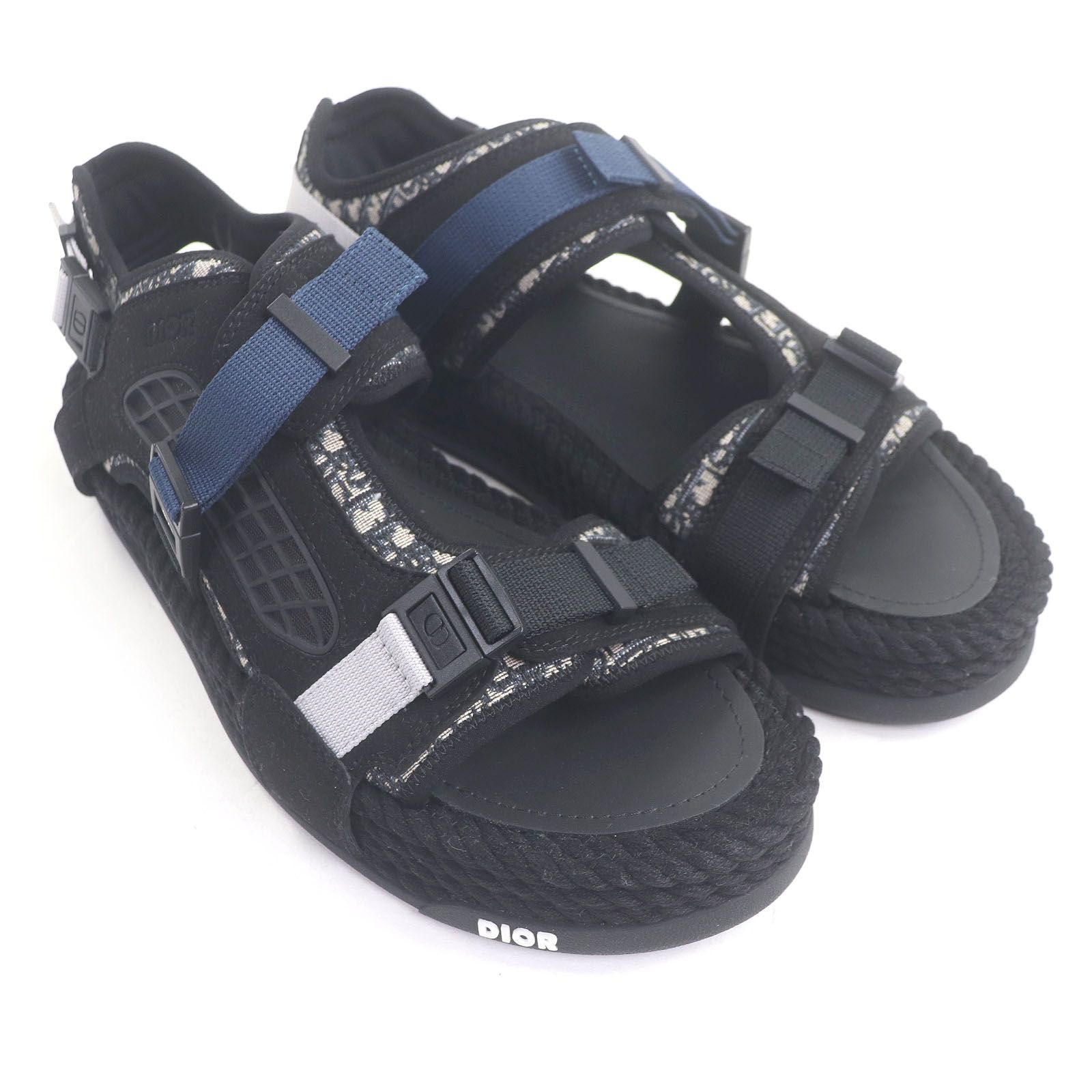 DIOR ディオール オム アトラス オブリーク ファブリック スポーツサンダル ストラップサンダル ブラック 44 イタリア製 メンズ