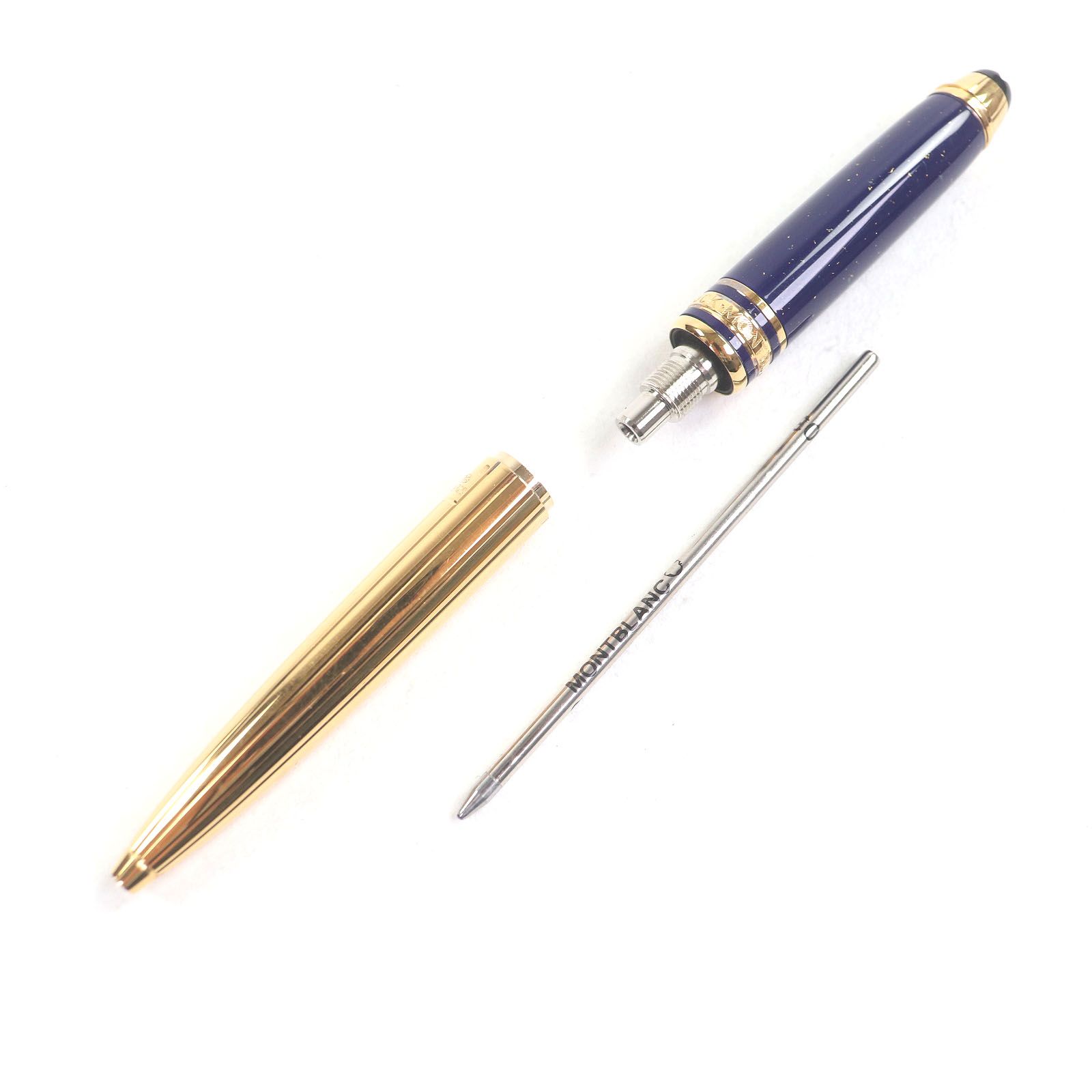 MONTBLANC モンブラン マイスターシュテュック ソリテール ラムセスII世 ラピスラズリ バーメイル モーツァルト AG925 ボールペン ゴールド 重量20g メンズ 筆記 済み