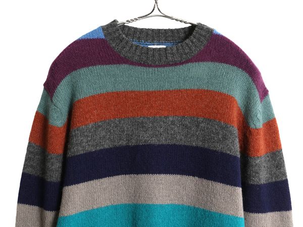 70s 80s ★ ブルックスブラザーズ ボーダー ニット セーター メンズ M 古着 ヴィンテージ BROOKSGATE シェットランド ウール マルチカラー お得なクーポン配布中!】 70s 80s ☆ ブルックスブラザーズ ボーダー