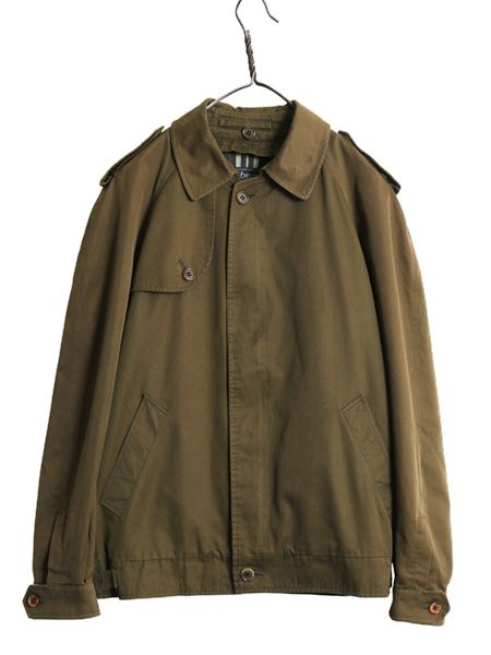 80s イギリス製 バーバリー プローサム ショート トレンチ ジャケット メンズ L 程 ヴィンテージ 旧タグ ジャンパー ブルゾン オリーブ