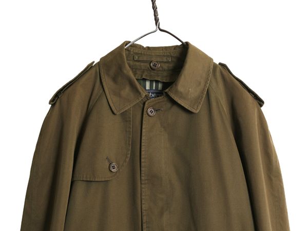 80s イギリス製 バーバリー プローサム ショート トレンチ ジャケット メンズ L 程 ヴィンテージ 旧タグ ジャンパー ブルゾン オリーブ