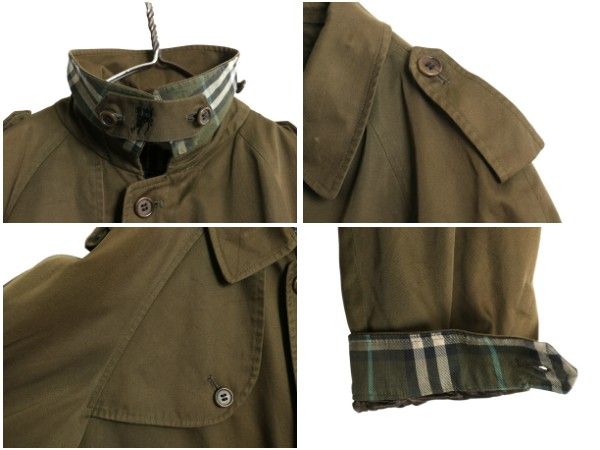 80s イギリス製 バーバリー プローサム ショート トレンチ ジャケット メンズ L 程 ヴィンテージ 旧タグ ジャンパー ブルゾン オリーブ KANDAIZUMI_COM