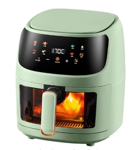 ノンフライヤー エアフライヤー 電気フライヤー ノンオイルフライヤー 8L大容量 3D熱風 360°空気循環 可視窓 ノンオイル 揚げ物 油無し 過熱保護 全自動 健康フライヤー LCDディスプレイ過熱保護 簡単操作家庭用 グリーン