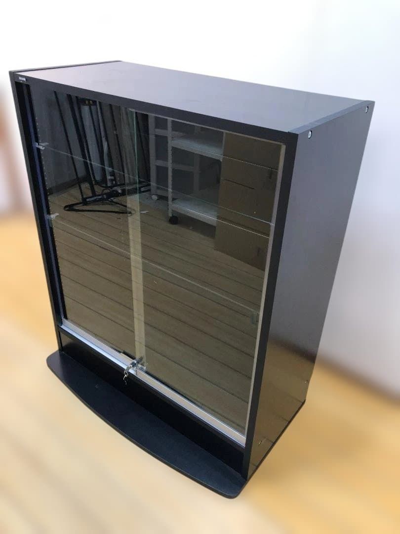 JAJAN ケース ガラスショーケース 鍵付き 黒 スモークガラス 棚板調整 フィギュア収納 ディスプレイ棚 251106 12
