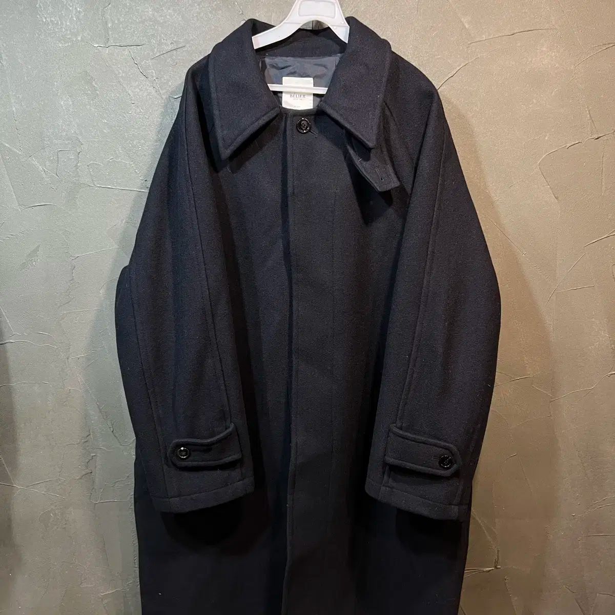 M ベルリエ BELIER 4ボタン ブラック ウール コート