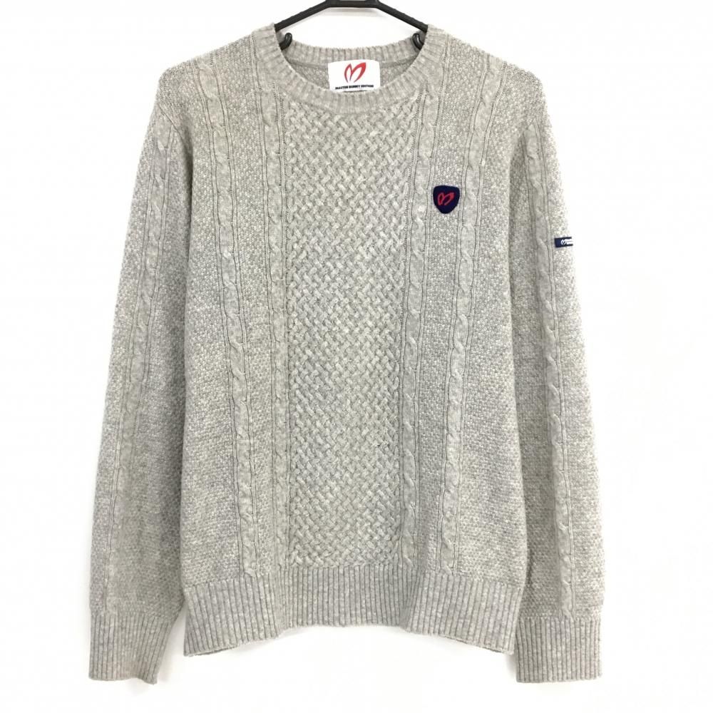 マスターバニー セーター 杢グレー ケーブル編み ウール ニット メンズ 5 L ゴルフウェア MASTER BUNNY EDITION