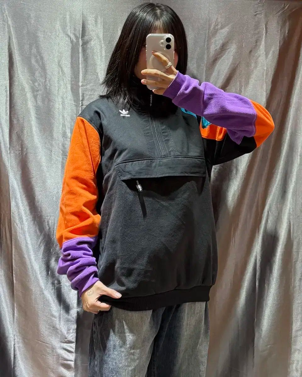S adidas ファイヤーバード ビックロゴ バイ フリース Anorak