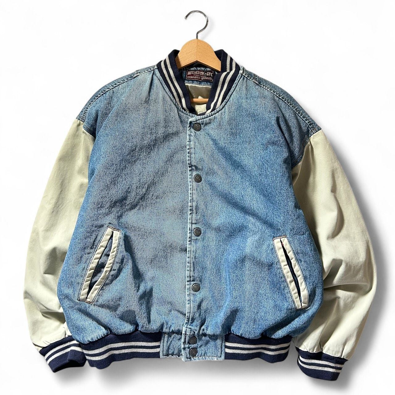 古着 90s AUTHENTIC GFC デニム スタジャン 中綿 切替 バーシティ