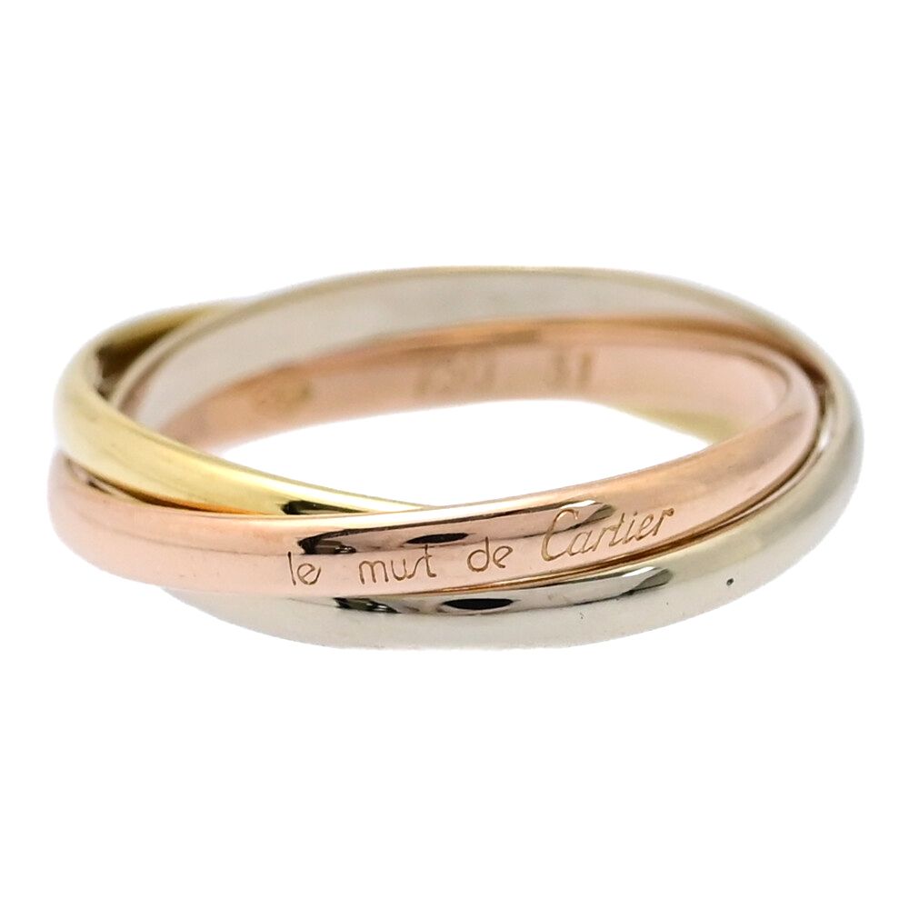 Cartier カルティエ トリニティリング・指輪|K18Y W P|750 3カラー-3.6g|9号| 49|ホワイトゴールド×ピンクゴールド|翌日配送可 ♀ S レディース 595264