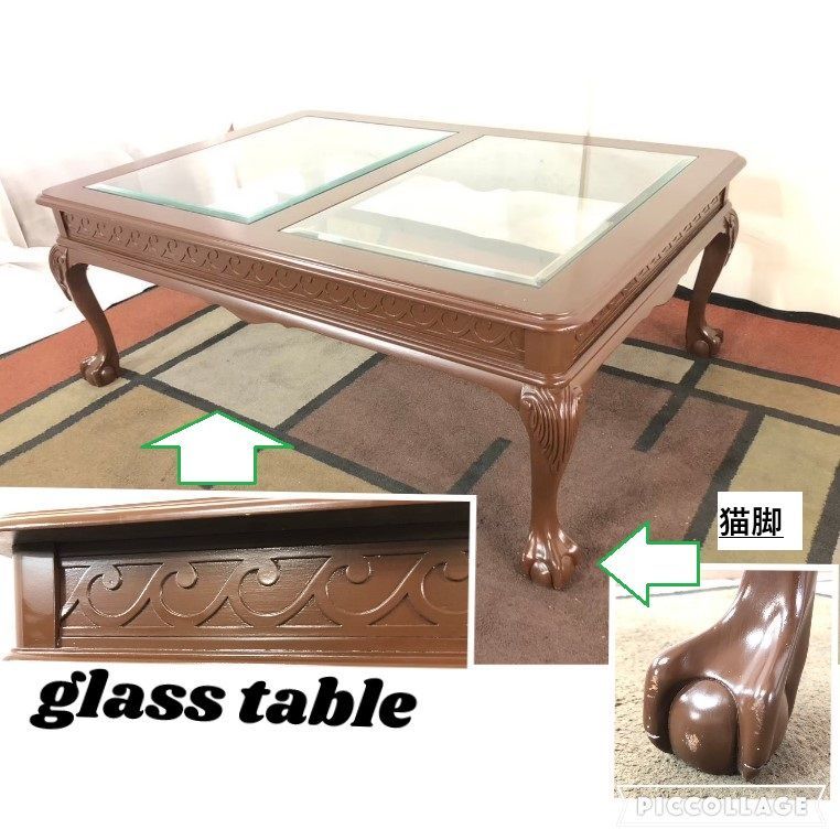 アメリカ家具 センターテーブル コーヒーテーブル ガラステーブル クロウアンドボール脚 アンティークヴィンテージ D BC20KM24