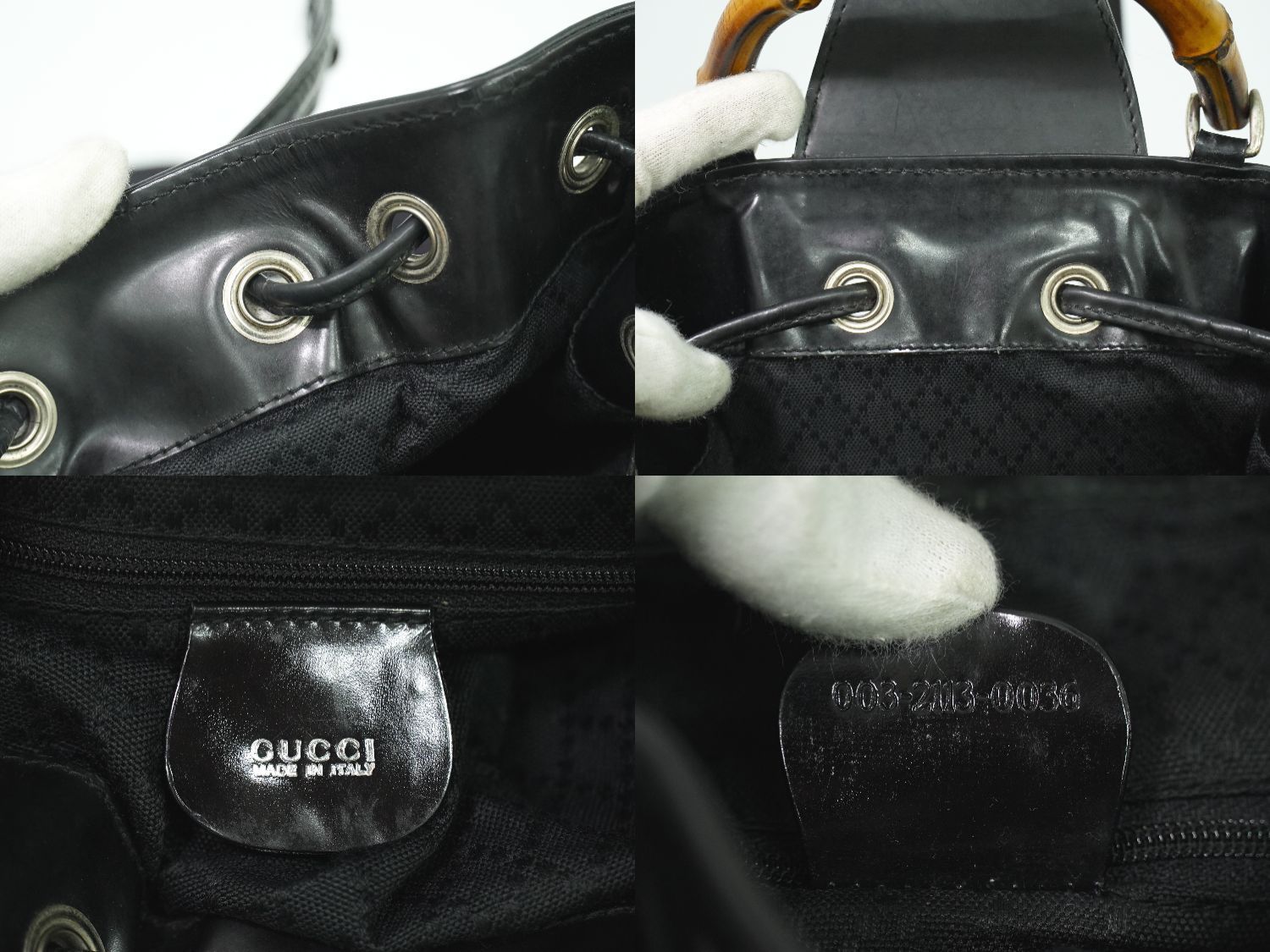 GUCCI グッチ　ショルダー　ボディバッグ　パテントレザー　バンブー　ブラック GUCCI グッチ ショルダー ボディバッグ パテントレザー バンブー