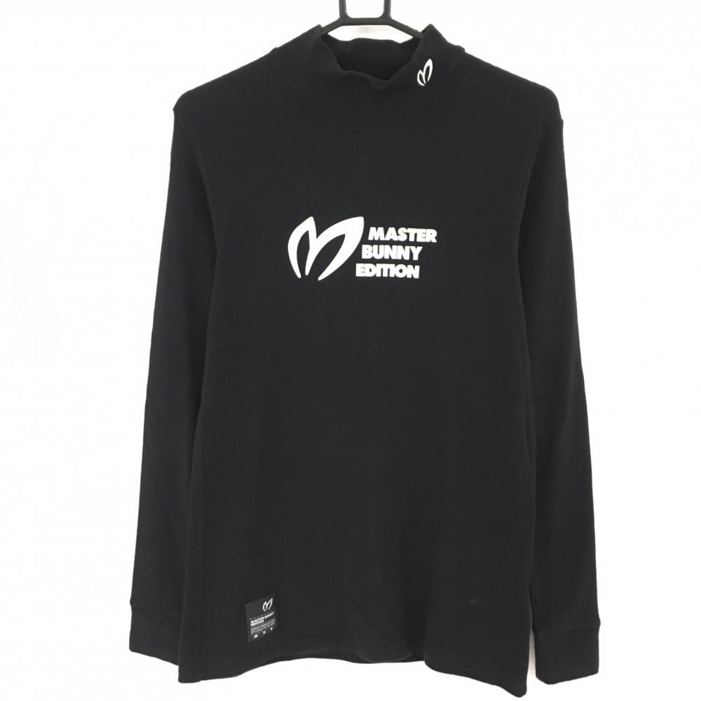 超 マスターバニー 長袖ハイネックシャツ 黒 ロゴ白 起毛素材 メンズ 4 M ゴルフウェア MASTER BUNNY EDITION