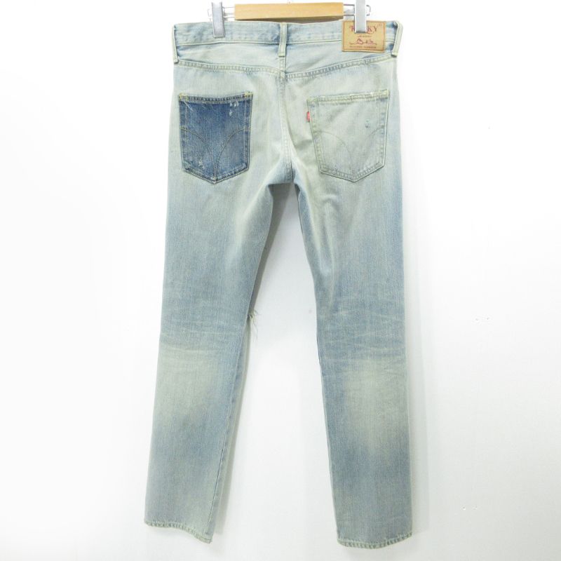 三重本店 HYSTERIC GLAMOUR | ヒステリックグラマー ダメージ加工 ボタンフライデニムパンツ ローライズスリムストレート 02233AP07 ブルー サイズ 31 107