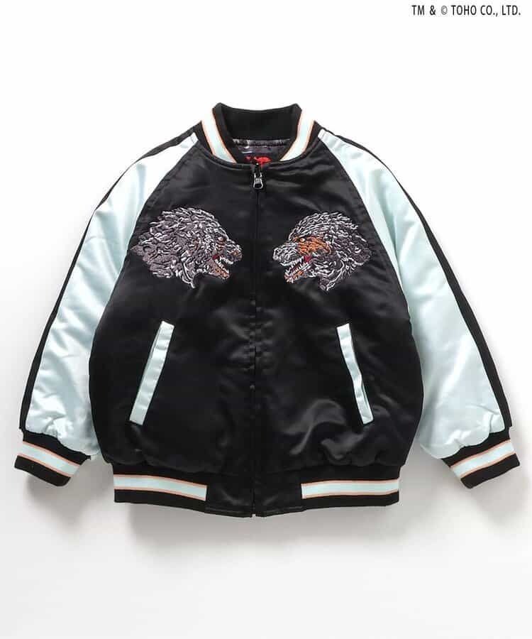 ゴジラ 蓄光刺繍リバーシブルスカジャン 大人サイズ BREEZE J516915 ブラック