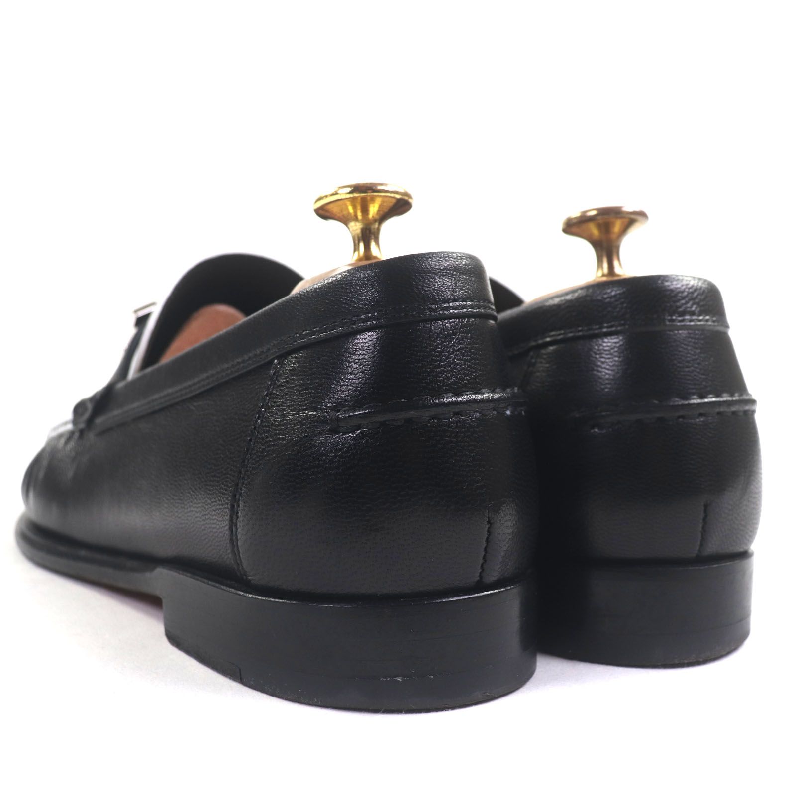  HERMES エルメス シェーブル カーフレザー カルロ コンスタンス モカシン ローファー ブラック ホワイト 40 保存袋付き イタリア製 メンズ 定価236 500円 ローファー ブーツ 革靴