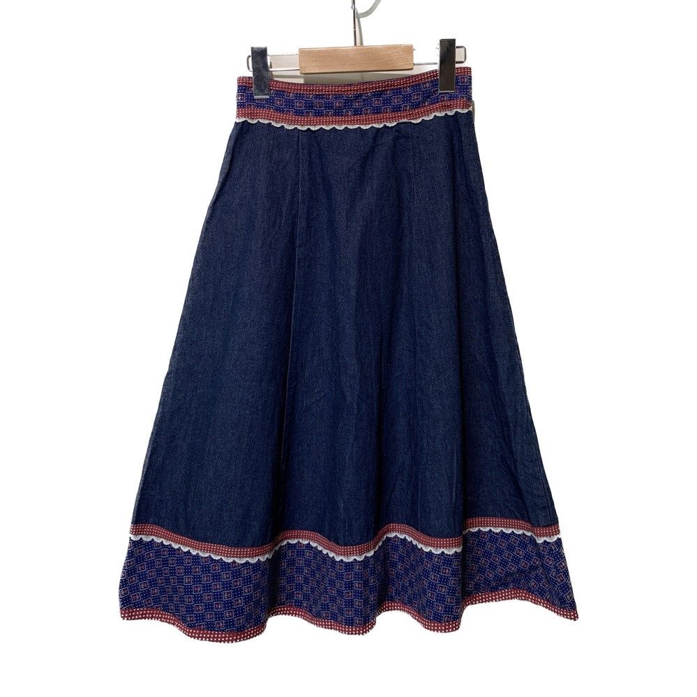 GUNNIES GUNNE SAX デニム スカート 70 s Aライン 花柄 ドット レース ガンネサックス ガニーサックス 古着