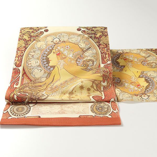 ona 4593 西陣 酒井守 おしゃれ 染め 九寸 名古屋帯 アルフォンス ミュシャ 黄道十二宮 有名画家作品 お仕立て付き２～３週間で発送