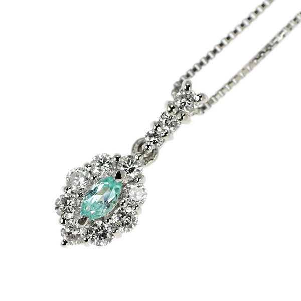 Pt900/ Pt850 パライバトルマリン ダイヤモンド ペンダントネックレス