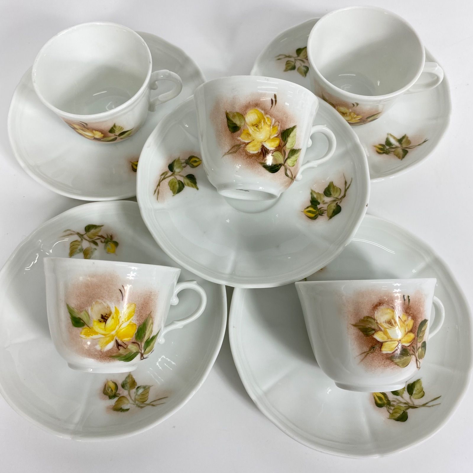 Richard Ginori リチャードジノリ カップ&ソーサー 5客セット 手描き イタリア製 花柄 ティーカップ ジノリ1735