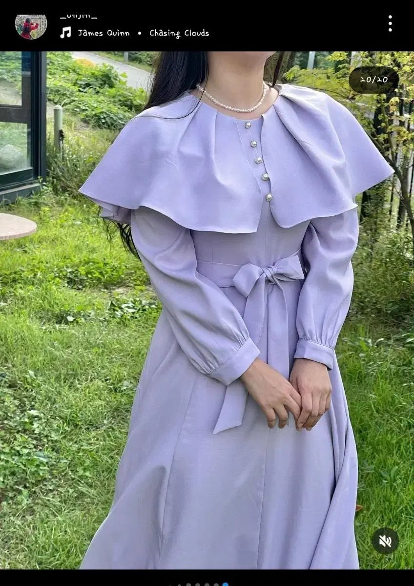 Unjin ラベンダー ケープ ロング ワンピース ドレス 顔合わせ ゲストルック 披露宴