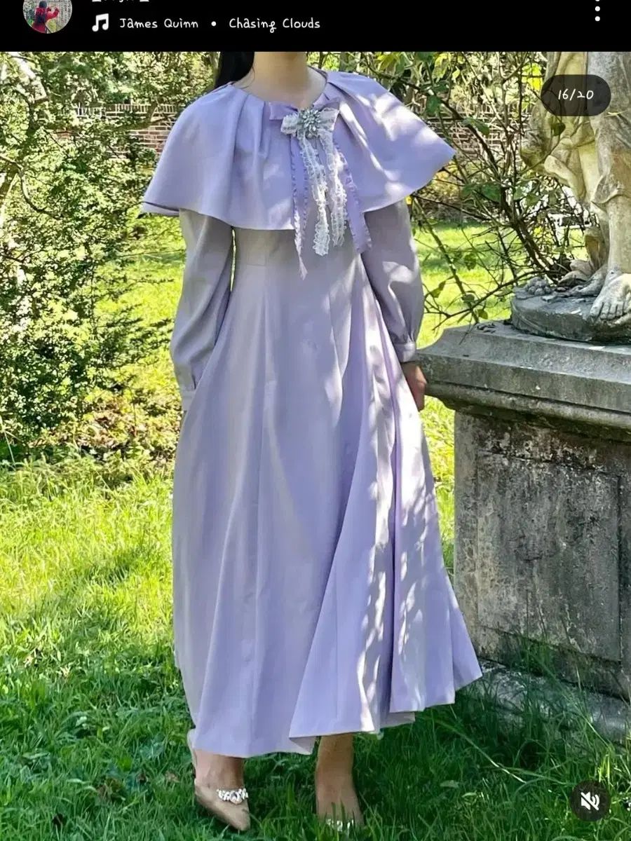 Unjin ラベンダー ケープ ロング ワンピース ドレス 顔合わせ ゲストルック 披露宴