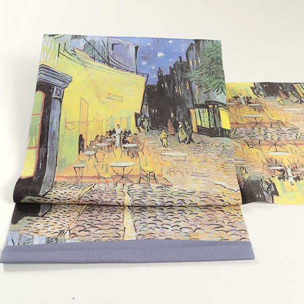 ona4595 お仕立て付き 西陣 酒井守 おしゃれ 染め 九寸 名古屋帯 ゴッホ 夜のカフェテラス 有名画家作品 ２～３週間で発送