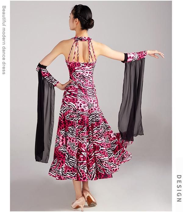 新品✨社交ダンスドレス フロート 上品 社交ダンス衣装 ヒョウ柄