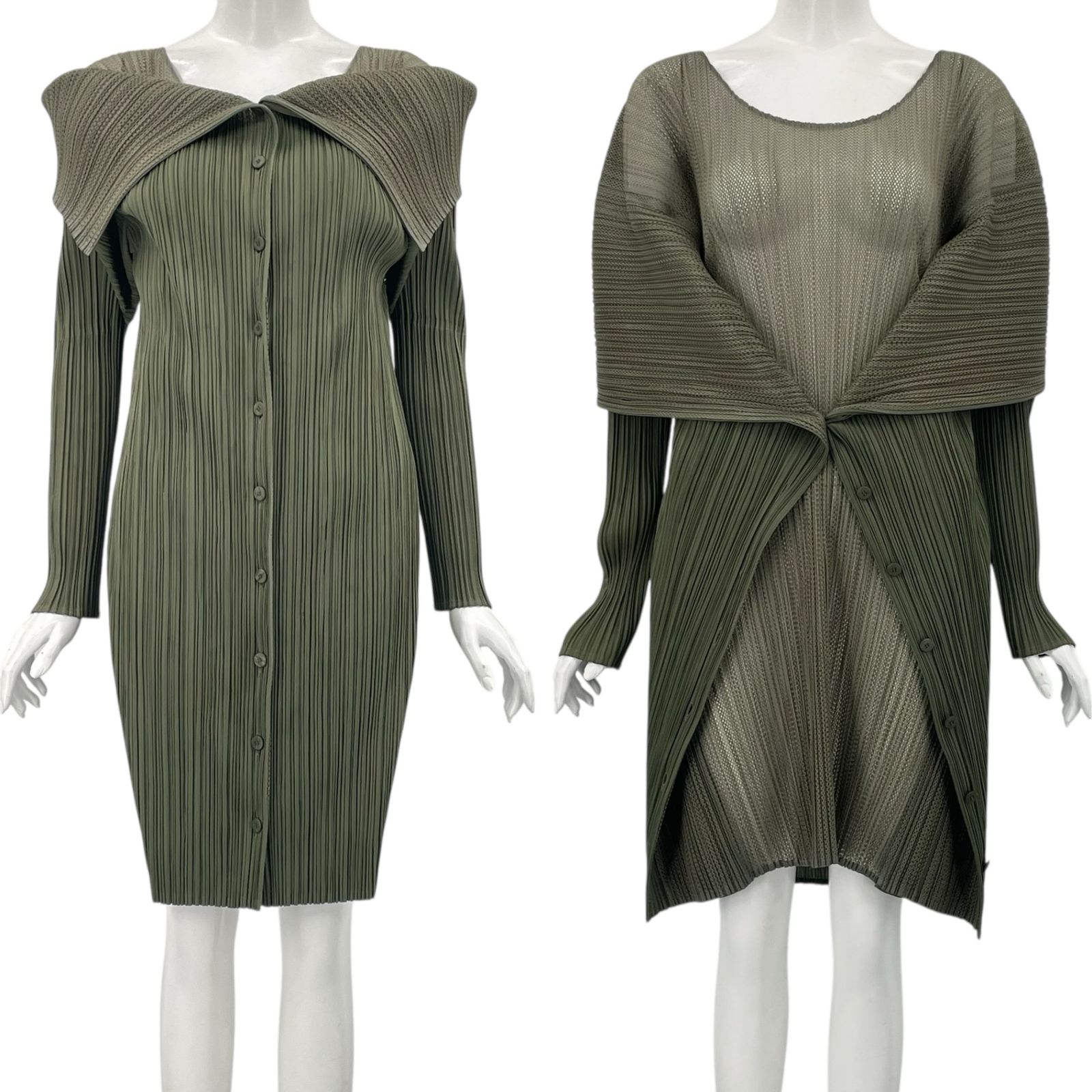 ISSEY MIYAKE イッセイミヤケ PLEATS PLEASE プリーツプリーズ ワンピース ロング ダークグリーン サイズ2