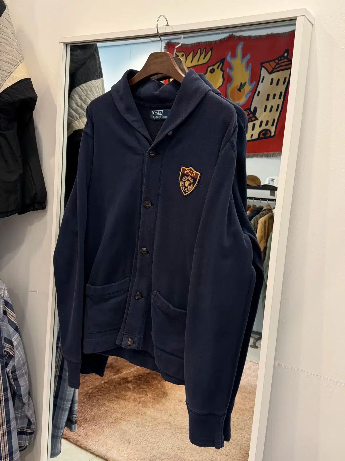 Drawer ドゥロアー ノーカラー フリンジ ニットカーディガン