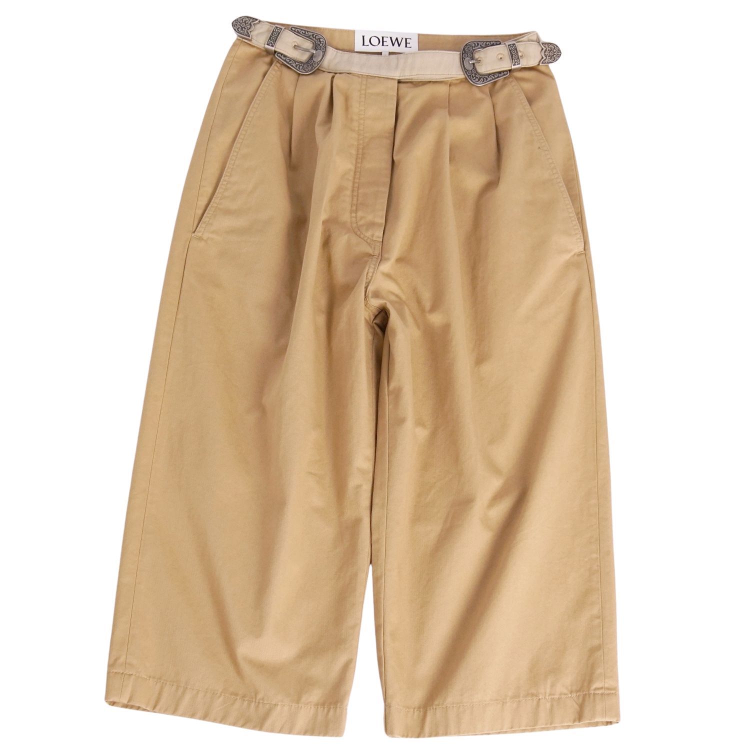 ロエベ LOEWE パンツ ワイドパンツ 七分丈 バックル アナグラム