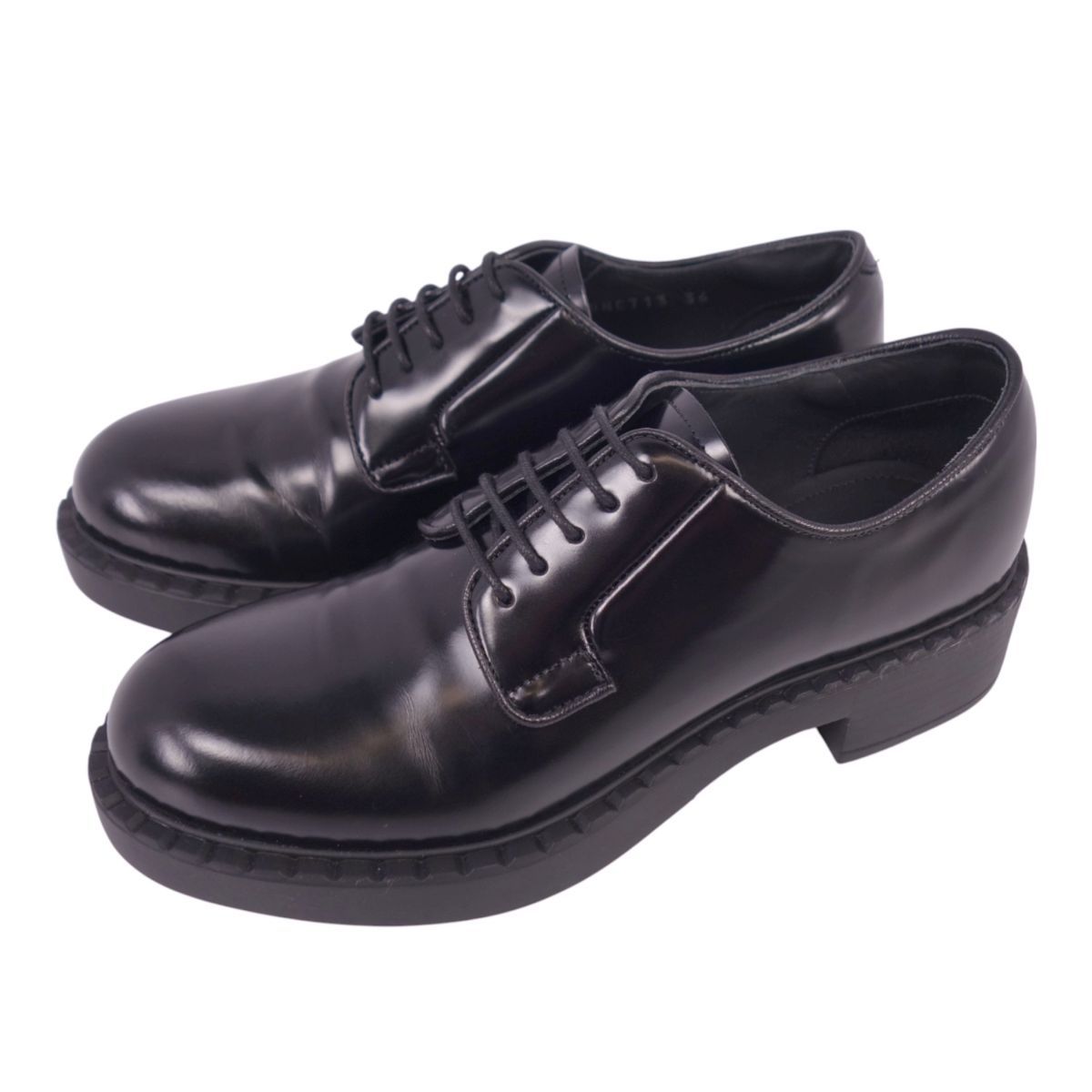 ♥ プラダ PRADA ブラッシュドレザー シューズ ダービーシューズ イン