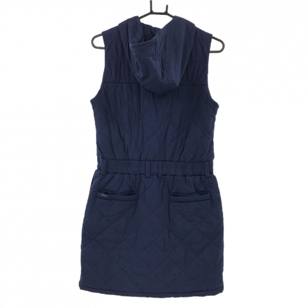 超 キャロウェイ 中綿ノースリーブワンピース ネイビー フード付 レディース M ゴルフウェア Callaway