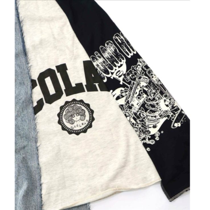 スカラーリメイク風 異素材切替デニムスカート